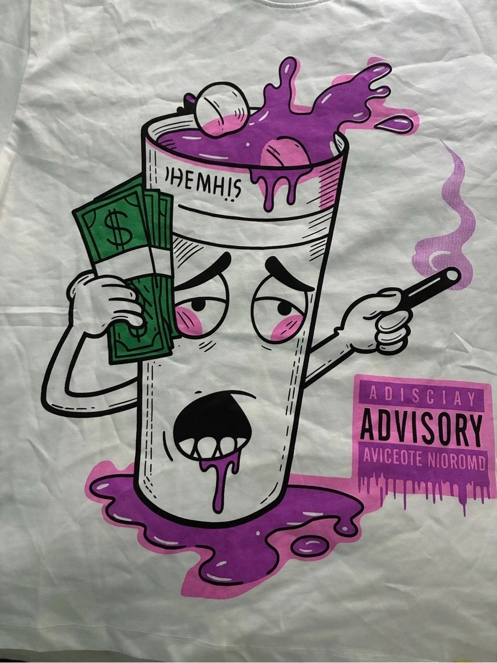 Desto Dubb That's a Awful Lot of Cough Syrup Graphic Tee White Size Medium NWT